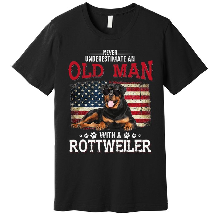 Never Underestimate An Old Man With A Rottweiler Costume Premium T-Shirt