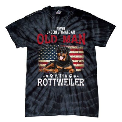 Never Underestimate An Old Man With A Rottweiler Costume Tie-Dye T-Shirt