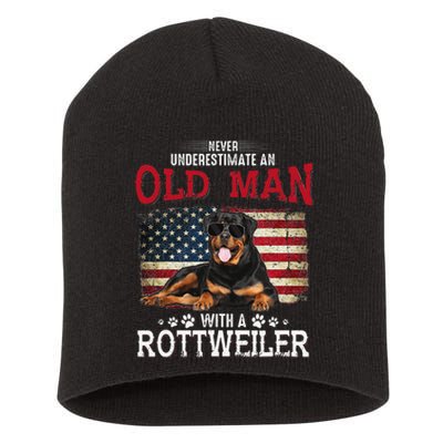 Never Underestimate An Old Man With A Rottweiler Costume Short Acrylic Beanie