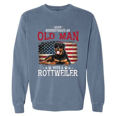 Never Underestimate An Old Man With A Rottweiler Costume Garment-Dyed Sweatshirt