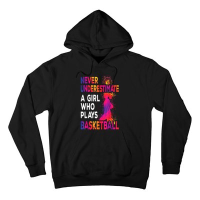 Never Underestimate A Girl Who Plays Basketball Hoodie