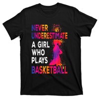 Never Underestimate A Girl Who Plays Basketball T-Shirt