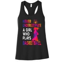 Never Underestimate A Girl Who Plays Basketball Women's Racerback Tank