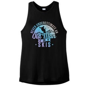 Never Underestimate An Old On Skis Skier Retiret Ski Gift Ladies PosiCharge Tri-Blend Wicking Tank