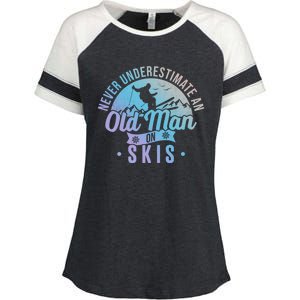 Never Underestimate An Old On Skis Skier Retiret Ski Gift Enza Ladies Jersey Colorblock Tee