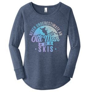 Never Underestimate An Old On Skis Skier Retiret Ski Gift Women's Perfect Tri Tunic Long Sleeve Shirt