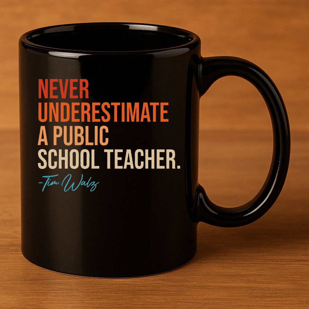 Never Underestimate A Public School Teacher Harris Walz 2024 11oz C Handle Ceramic Mug