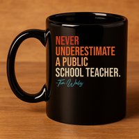 Never Underestimate A Public School Teacher Harris Walz 2024 11oz C Handle Ceramic Mug