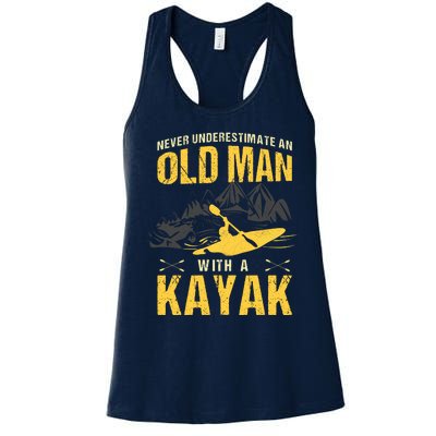 Never Underestimate An Old Man With A Kayak Women's Racerback Tank