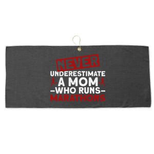 Never Underestimate A Mom Who Runs Marathons Great Gift Large Microfiber Waffle Golf Towel