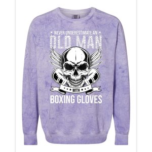 Never Underestimate An Old Man With Boxing Gloves Colorblast Crewneck Sweatshirt