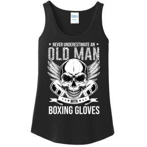 Never Underestimate An Old Man With Boxing Gloves Ladies Essential Tank