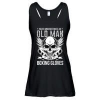 Never Underestimate An Old Man With Boxing Gloves Ladies Essential Flowy Tank