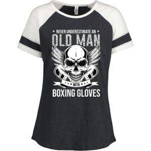 Never Underestimate An Old Man With Boxing Gloves Enza Ladies Jersey Colorblock Tee