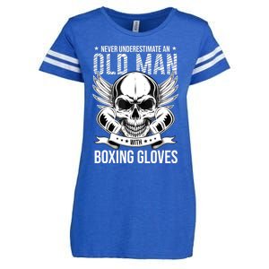 Never Underestimate An Old Man With Boxing Gloves Enza Ladies Jersey Football T-Shirt