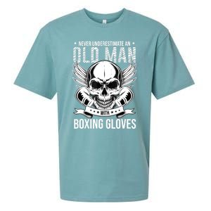 Never Underestimate An Old Man With Boxing Gloves Sueded Cloud Jersey T-Shirt