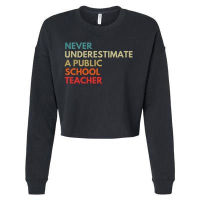 Never Underestimate A Public School Teacher Walz Waltz Cropped Pullover Crew