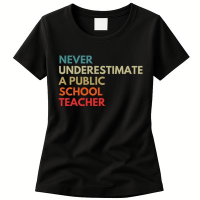 Never Underestimate A Public School Teacher Walz Waltz Womens T-Shirt