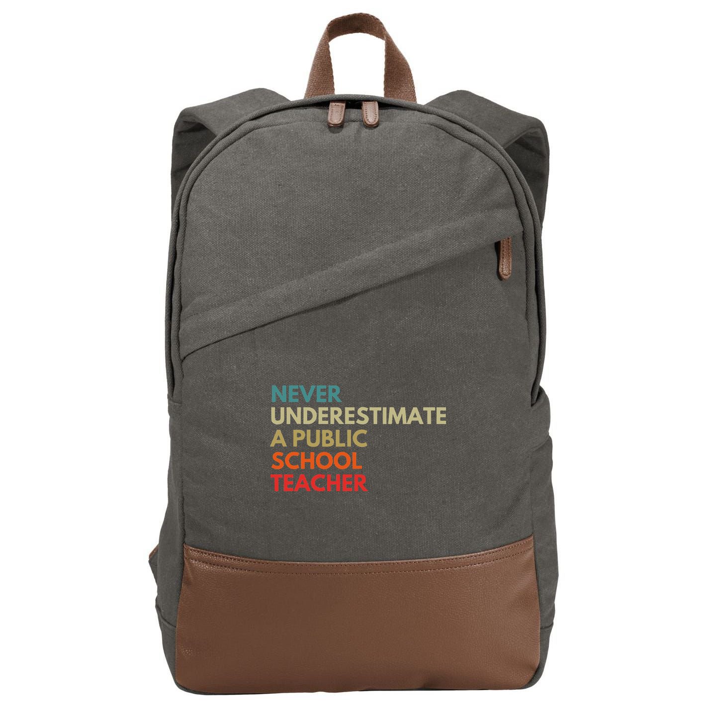 Never Underestimate A Public School Teacher Walz Waltz Cotton Canvas Backpack