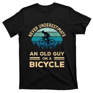 Never Underestimate An Old Guy On A Bicycle Funny Cycling T-Shirt