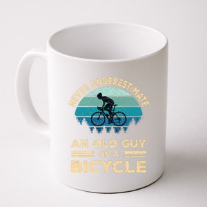 Never Underestimate An Old Guy On A Bicycle Funny Cycling Coffee Mug