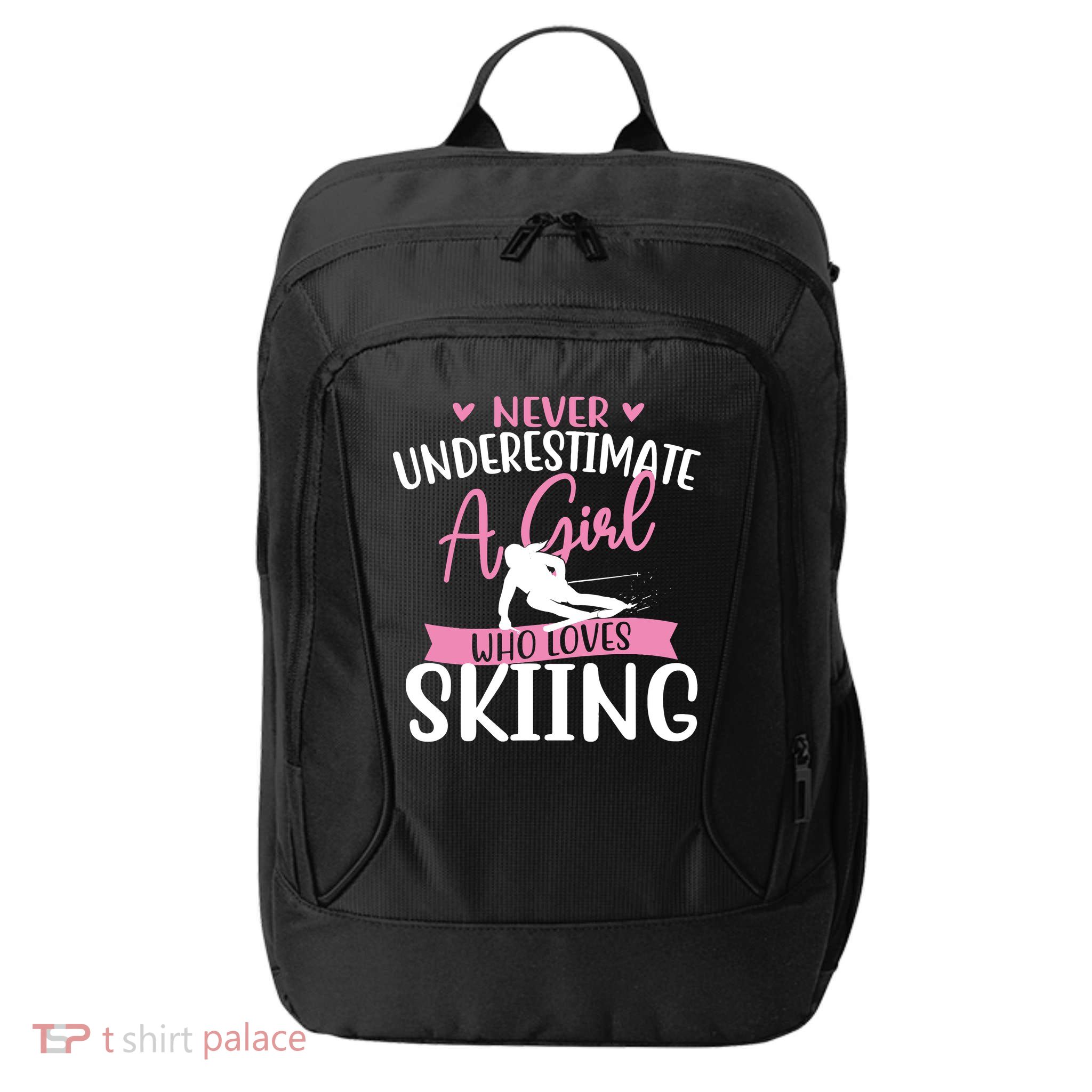 Never Underestimate A Girl Who Loves Skiing Skier Ski City Backpack