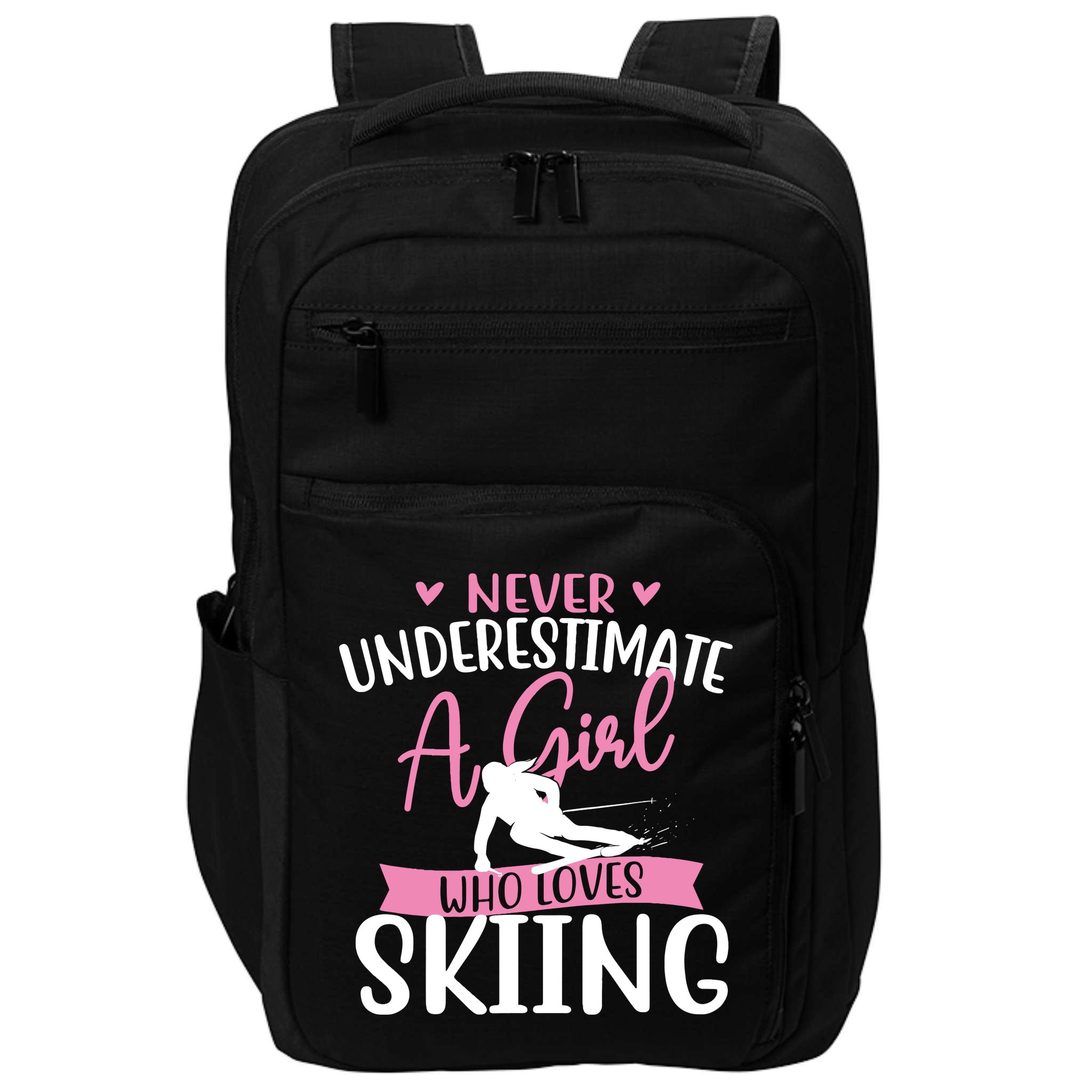 Never Underestimate A Girl Who Loves Skiing Skier Ski Impact Tech Backpack