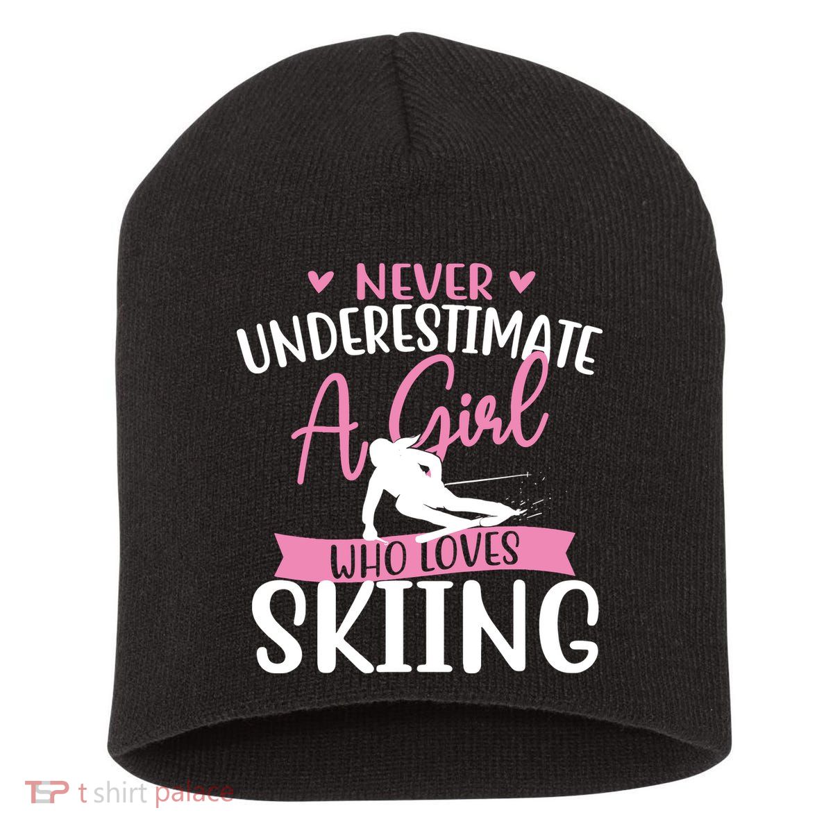 Never Underestimate A Girl Who Loves Skiing Skier Ski Short Acrylic Beanie