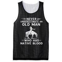 Never Underestimate An Old Man Native American Warrior Mesh Reversible Basketball Jersey Tank