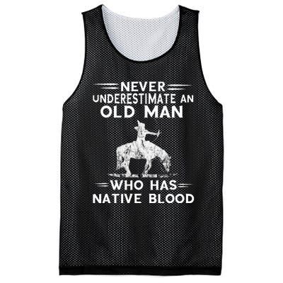 Never Underestimate An Old Man Native American Warrior Mesh Reversible Basketball Jersey Tank