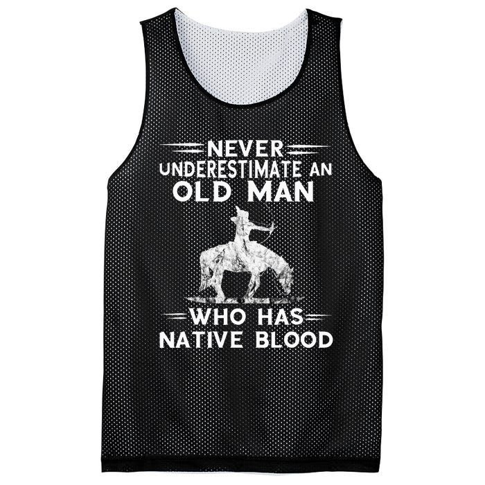 Never Underestimate An Old Man Native American Warrior Mesh Reversible Basketball Jersey Tank