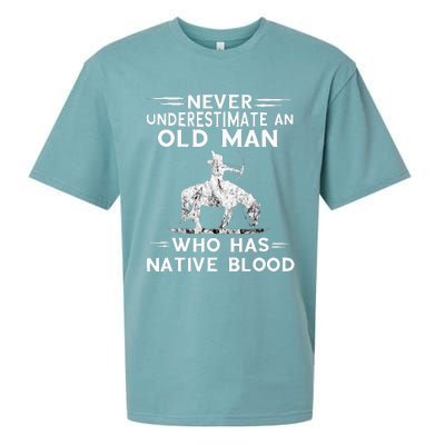 Never Underestimate An Old Man Native American Warrior Sueded Cloud Jersey T-Shirt