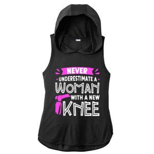 Never Underestimate A Women New Knee Replacement Surgery Ladies PosiCharge Tri-Blend Wicking Draft Hoodie Tank