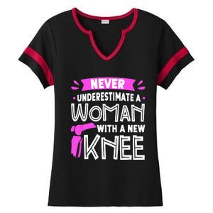 Never Underestimate A Women New Knee Replacement Surgery Ladies Halftime Notch Neck Tee