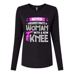 Never Underestimate A Women New Knee Replacement Surgery Womens Cotton Relaxed Long Sleeve T-Shirt