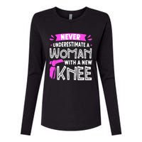 Never Underestimate A Women New Knee Replacement Surgery Womens Cotton Relaxed Long Sleeve T-Shirt