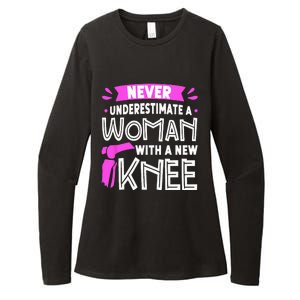 Never Underestimate A Women New Knee Replacement Surgery Womens CVC Long Sleeve Shirt