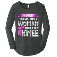 Never Underestimate A Women New Knee Replacement Surgery Women's Perfect Tri Tunic Long Sleeve Shirt