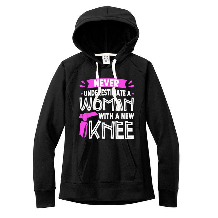 Never Underestimate A Women New Knee Replacement Surgery Women's Fleece Hoodie