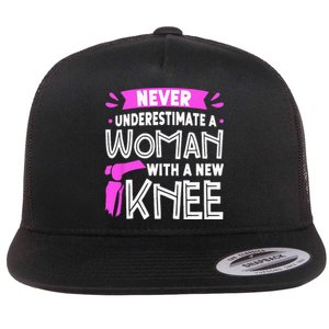 Never Underestimate A Women New Knee Replacement Surgery Flat Bill Trucker Hat