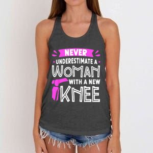 Never Underestimate A Women New Knee Replacement Surgery Women's Knotted Racerback Tank