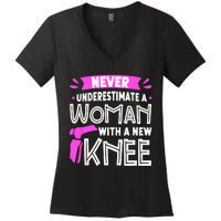 Never Underestimate A Women New Knee Replacement Surgery Women's V-Neck T-Shirt