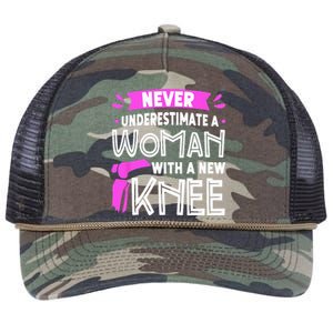 Never Underestimate A Women New Knee Replacement Surgery Retro Rope Trucker Hat Cap