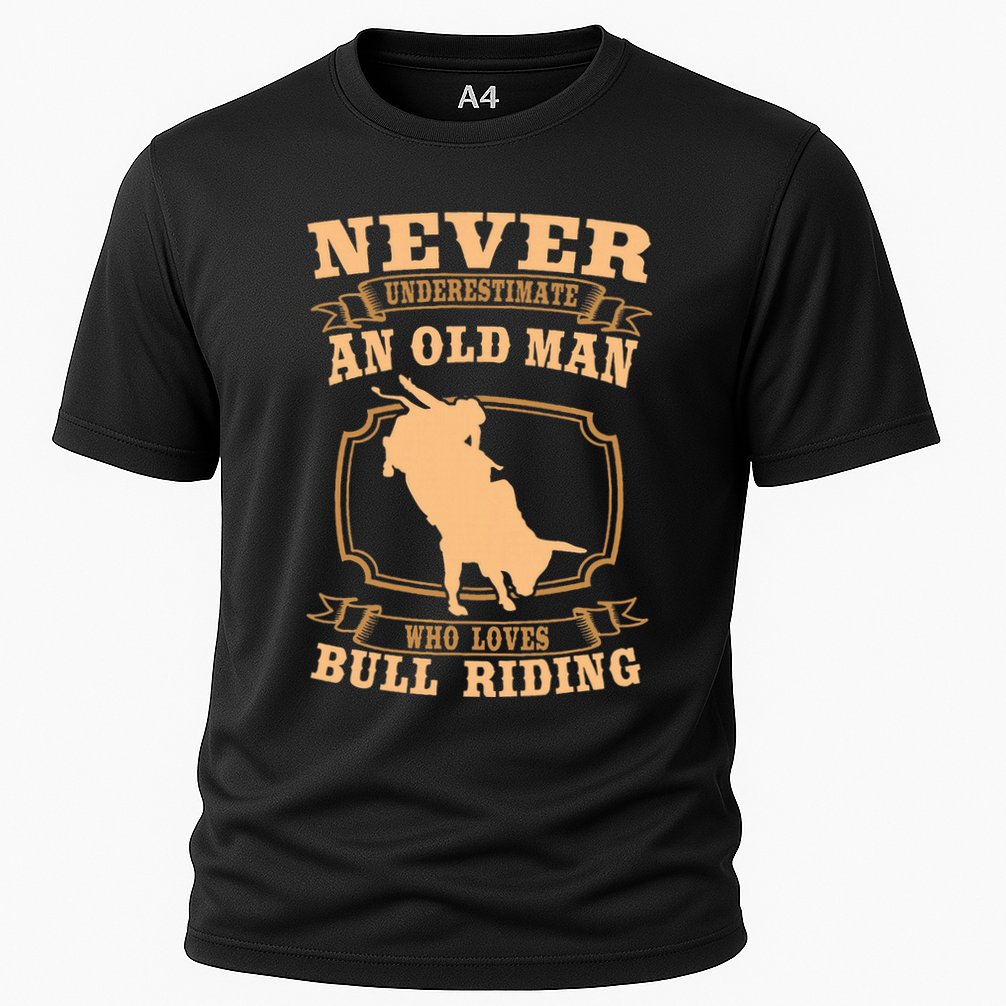 Never Underestimate An Old Man Bull Riding Rodeo Sport Performance Shirt