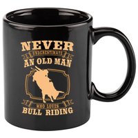 Never Underestimate An Old Man Bull Riding Rodeo Sport 11oz C Handle Ceramic Mug