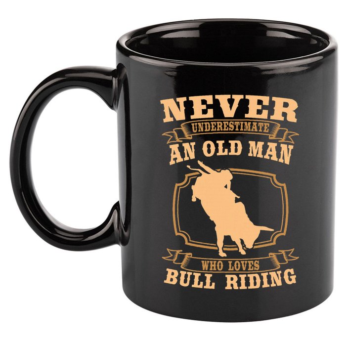Never Underestimate An Old Man Bull Riding Rodeo Sport 11oz C Handle Ceramic Mug