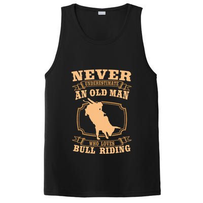 Never Underestimate An Old Man Bull Riding Rodeo Sport PosiCharge Competitor Tank