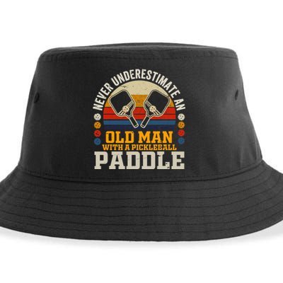 Never Underestimate An Old Man With A Pickleball Paddle Sustainable Bucket Hat