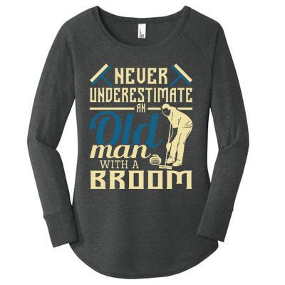 Never Underestimate An Old Man With A Broom Curling Curler Women's Perfect Tri Tunic Long Sleeve Shirt