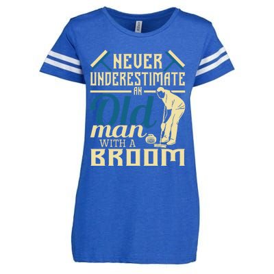 Never Underestimate An Old Man With A Broom Curling Curler Enza Ladies Jersey Football T-Shirt